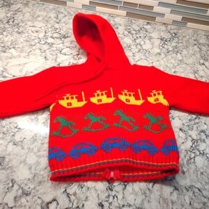 ⭐5/$25 Vintage Childwise Red Sweater , Back Zipper, 18 Months